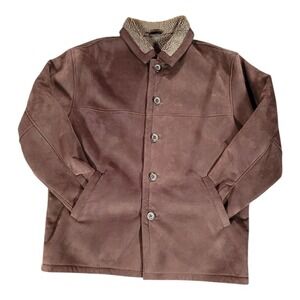 Weatherproof Impermeable Sherpa Lined Suede Warm Waterproof Winter Coat  Sz L